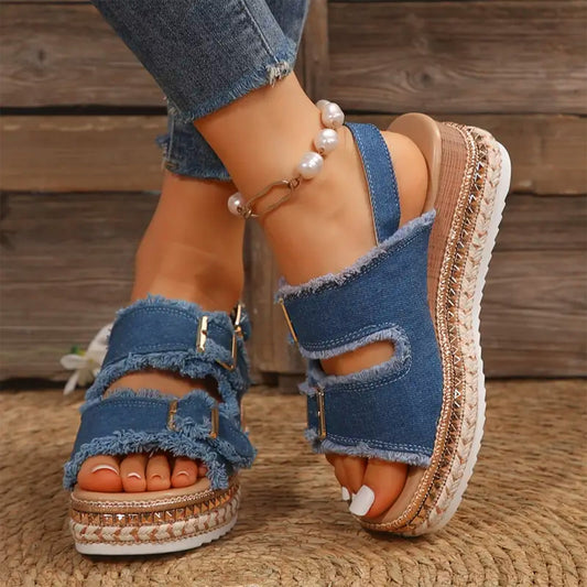 Alia – Sandalias de jean con plataforma