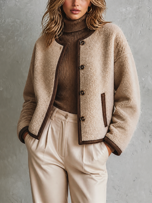 ElevenOra | Campera beige avena con ribetes en contraste