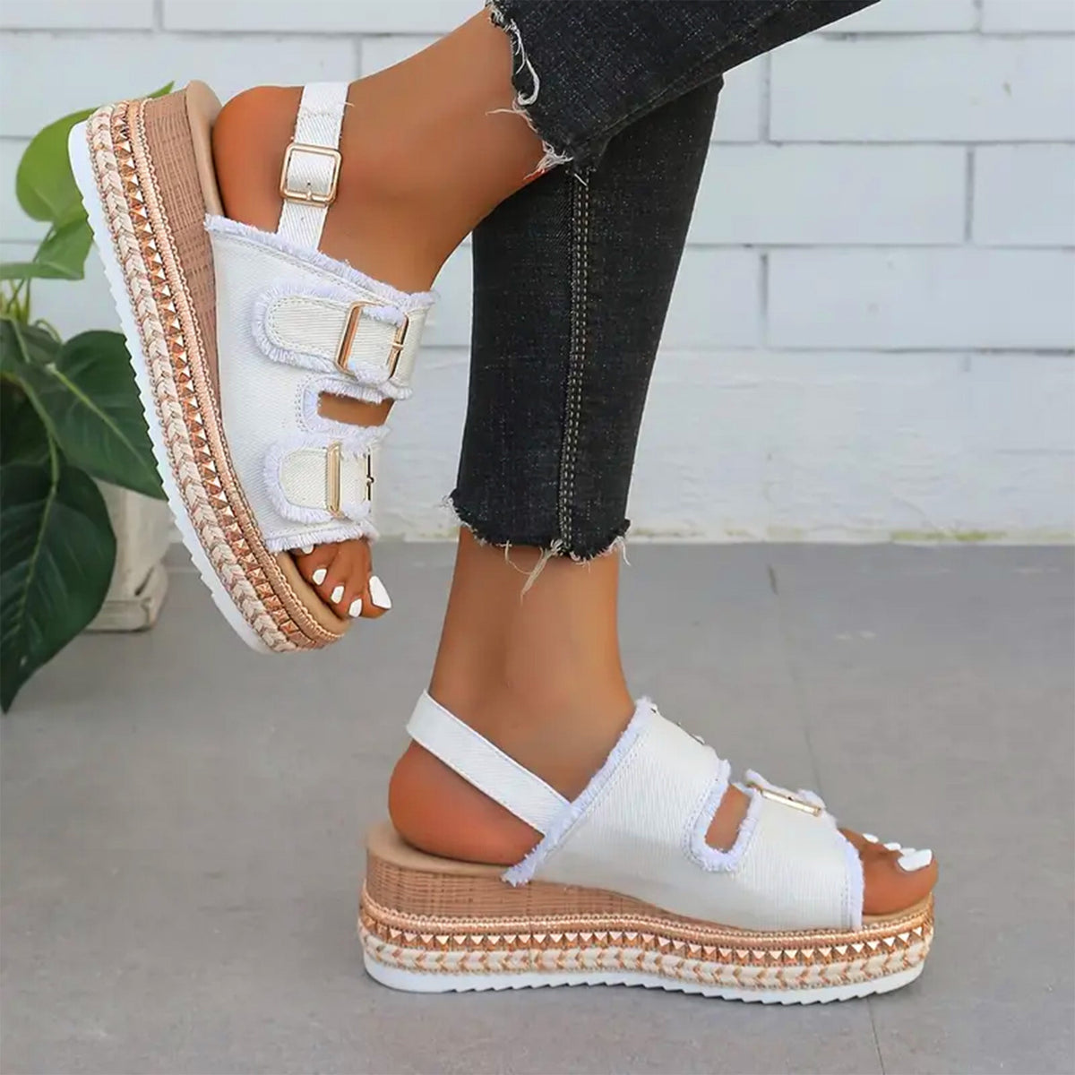Alia – Sandalias de jean con plataforma