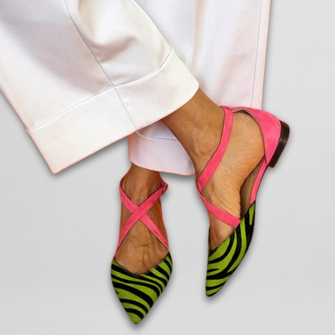 Fenna | Balerínky s páskem ve stylu zebra pro ženy