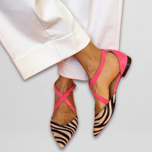 Fenna | Balerínky s páskem ve stylu zebra pro ženy