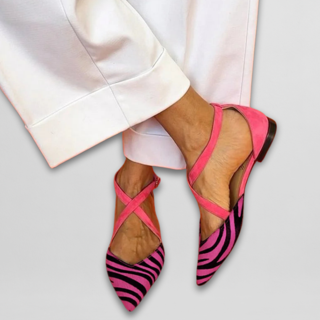 Fenna | Balerínky s páskem ve stylu zebra pro ženy