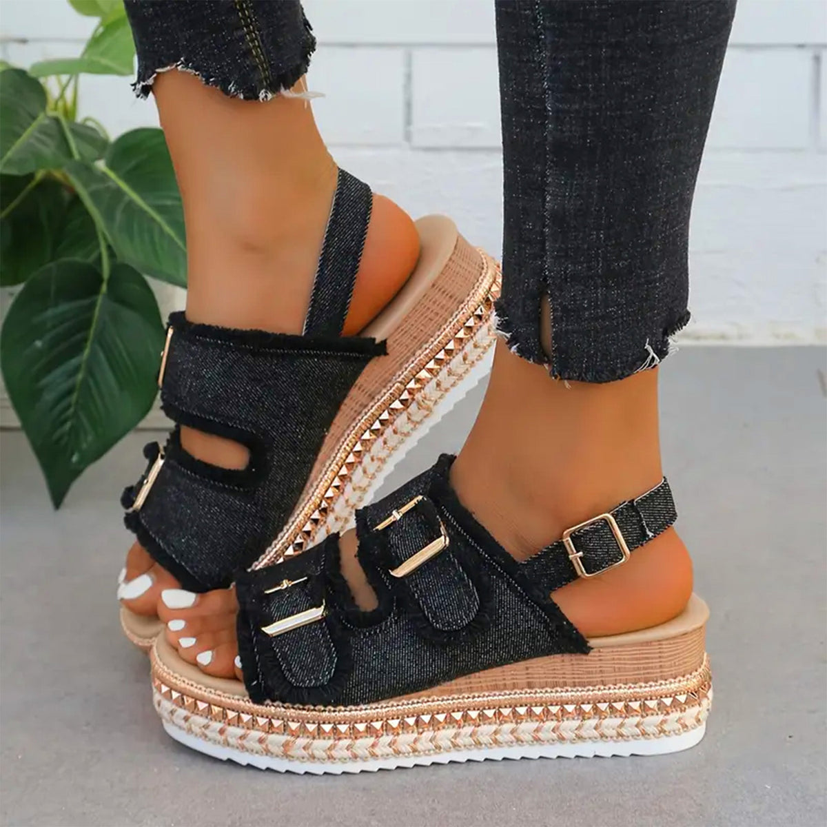Alia – Sandalias de jean con plataforma
