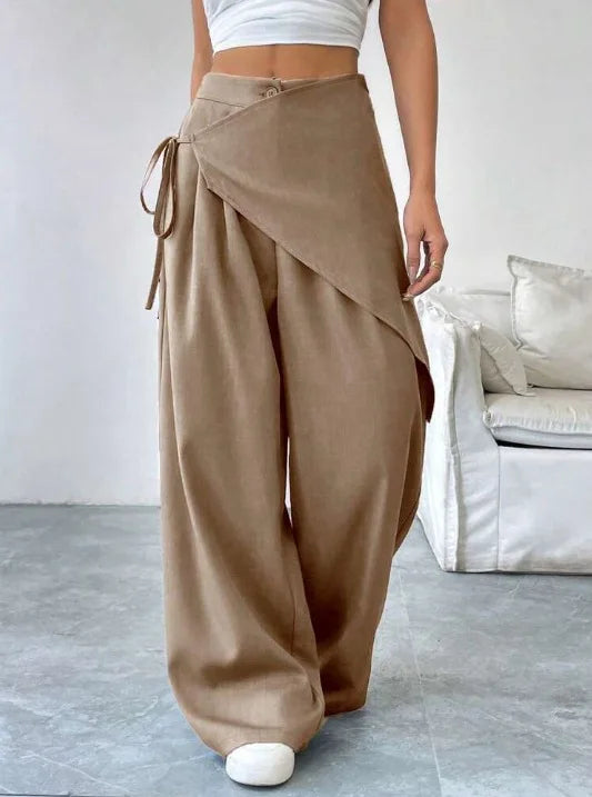 Vivia | Pantalón de pierna ancha con panel cruzado