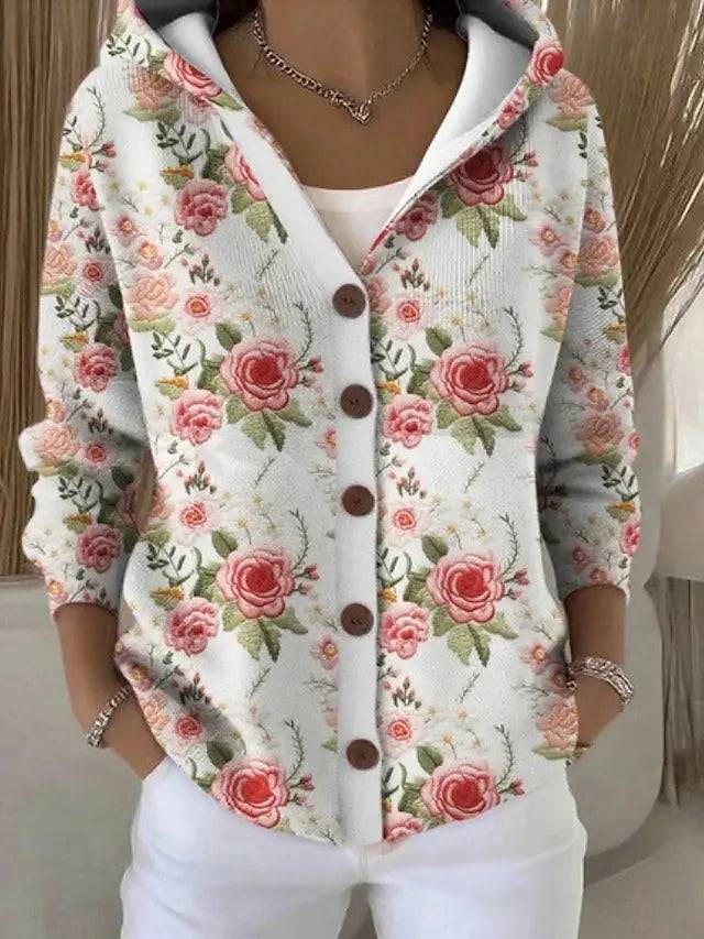 Paloma | Chamarra de Punto Estampada con Capucha