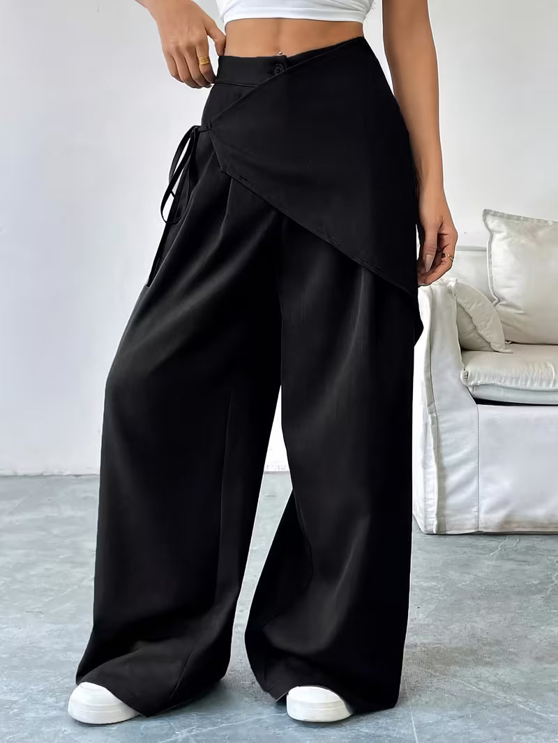 Vivia | Pantalón de pierna ancha con panel cruzado