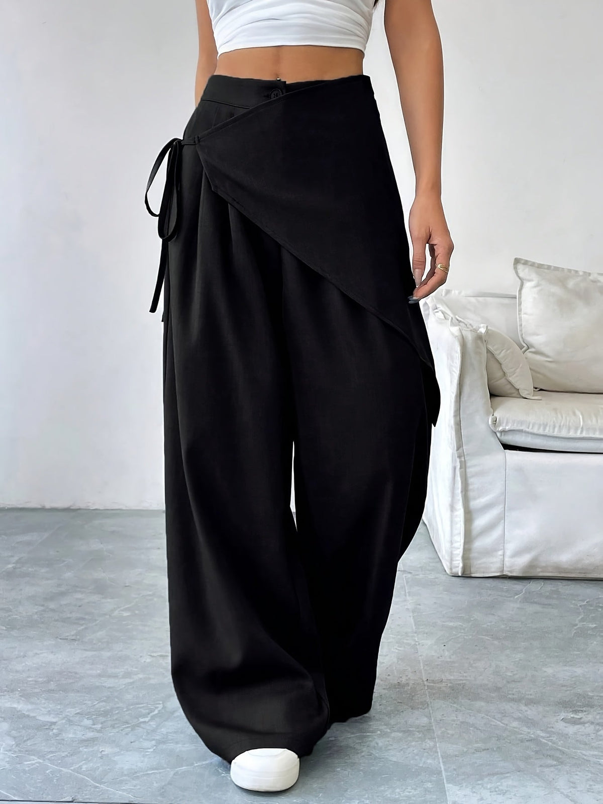 Vivia | Pantalón de pierna ancha con panel cruzado