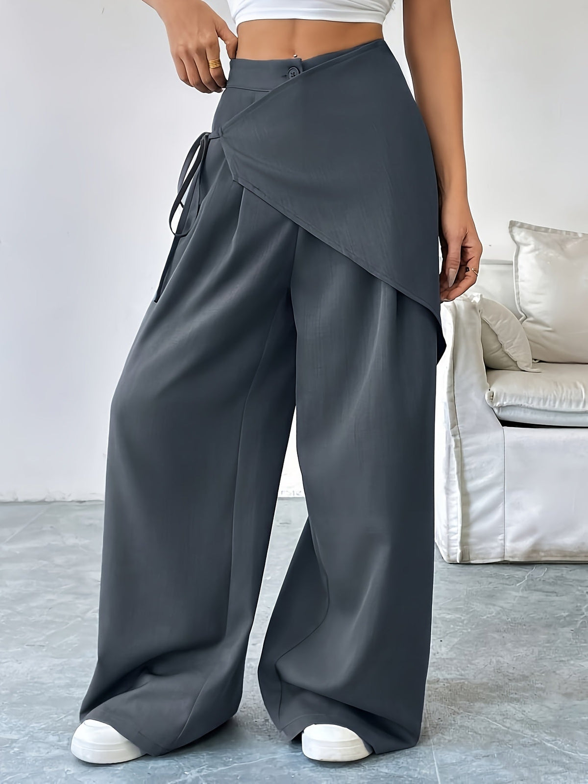 Vivia | Pantalón de pierna ancha con panel cruzado